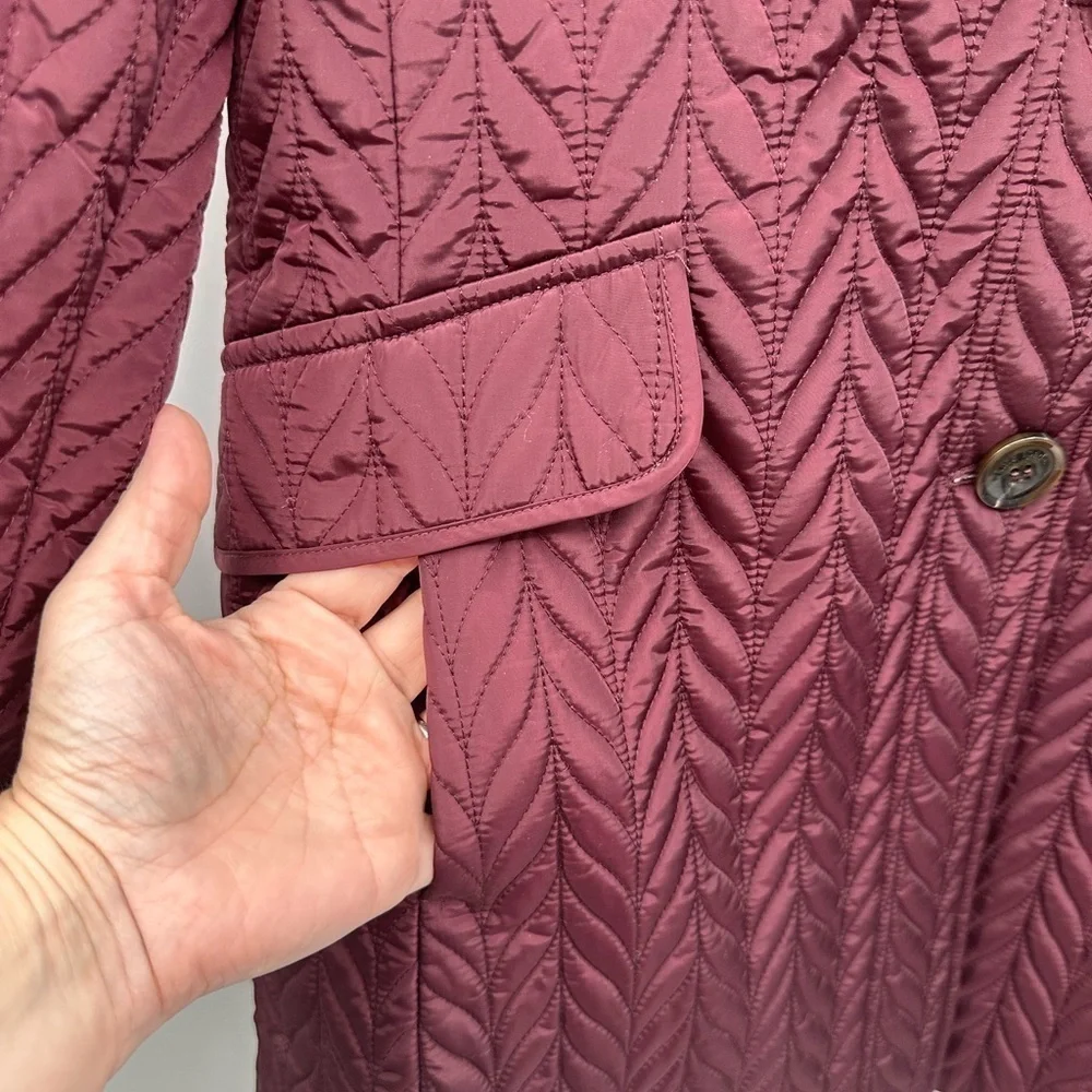 KATE SPADE L CHEVRON Leopard print Faux Fur removable collar QUILTED jacket